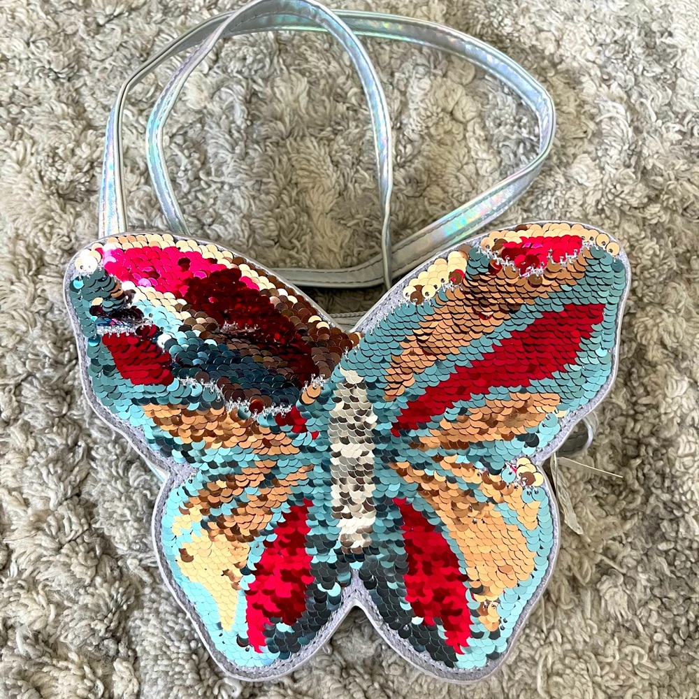 Brand new girls flip sequin butterfly bag
